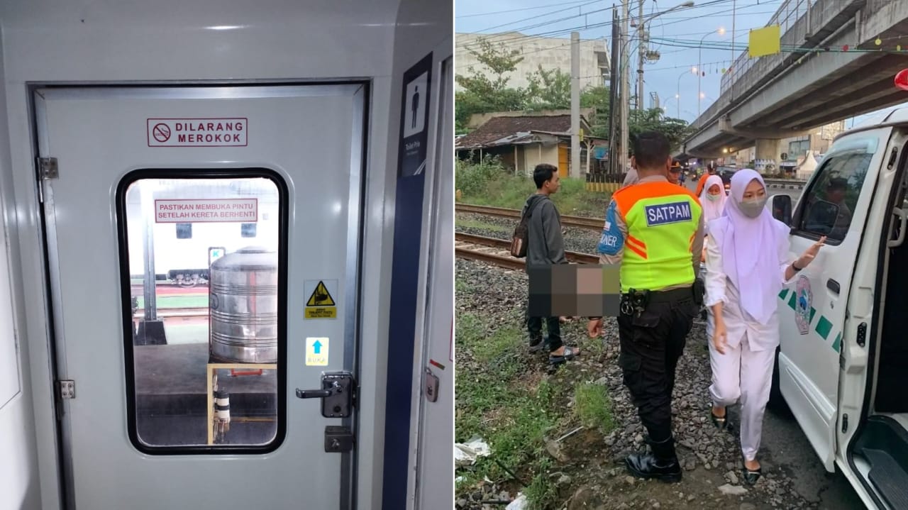 Pemeriksaan tempat kejadian pemuda jatuh dari kereta api