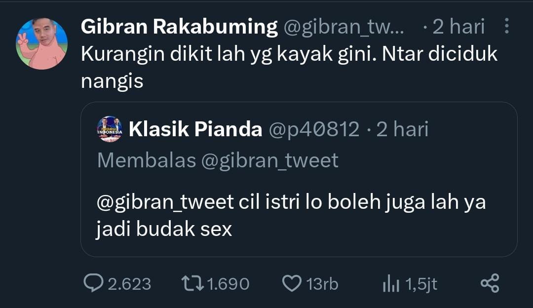 Tangkapan layar cuitan akun @p40812 yang direspon oleh akun resmi Wali Kota Solo Gibran Rakabuming Raka @gibran_tweet , Sabtu ,(27/5/2023) | MettaNEWS / Kevin Rama